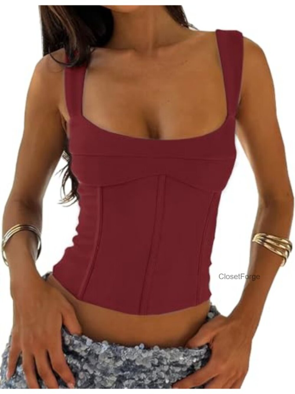 Sleeveless Corset Bustier Top Square Neck Crop Y2K Going Out